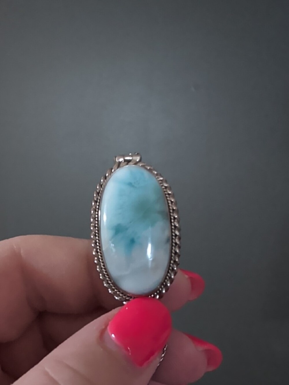 Sterling Silver Blue Larimar Oval Statement Bracelet - Picture 4 of 7